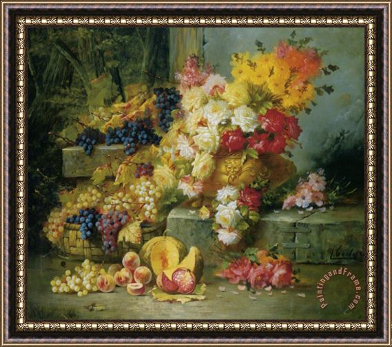 Modeste Carlier Still Life with Grapes Framed Painting