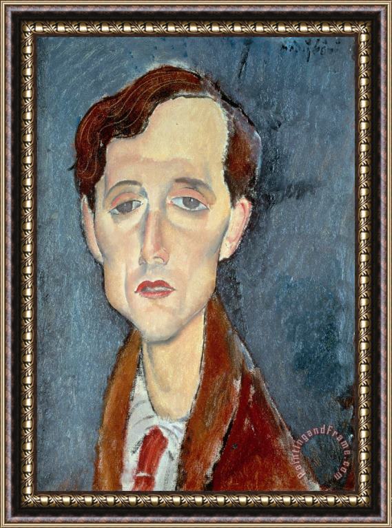 Modigliani Portrait of Franz Hellens Framed Painting