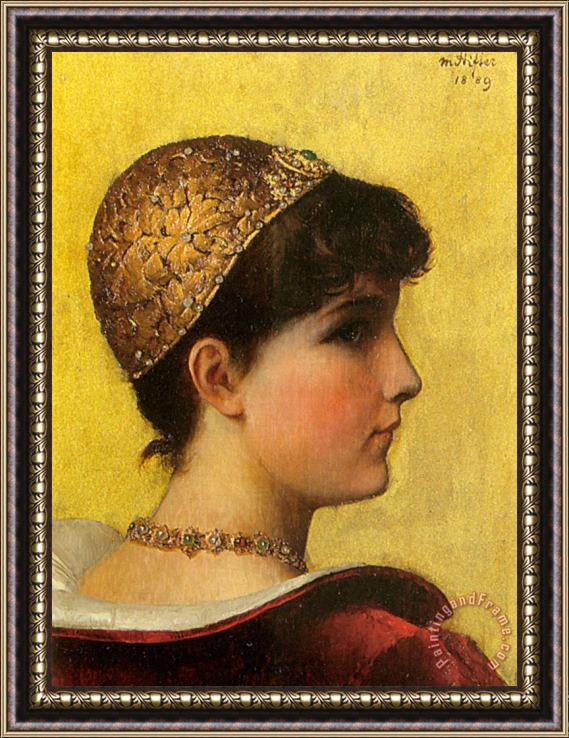 Moritz Stifter A Beauty in Historical Costume Framed Painting