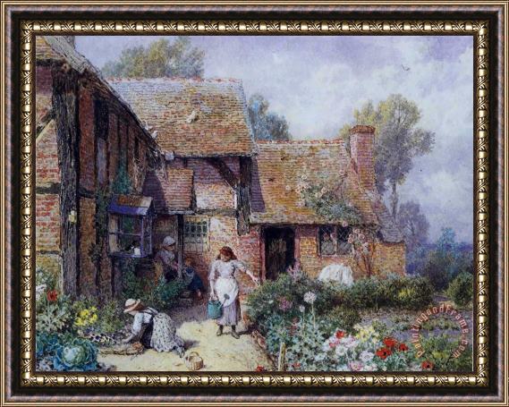 Myles Birket Foster, R.w.s An Afternoon in The Garden Framed Painting