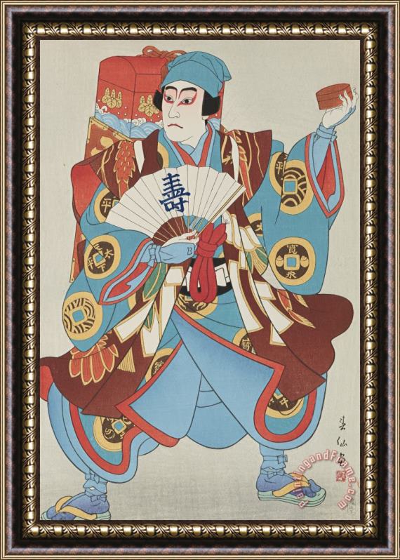 Natori Shunsen Ichikawa Sansho As a Sweetmeat Pedlar Framed Painting