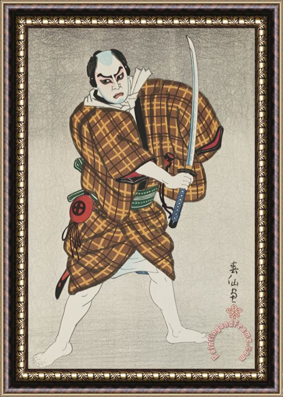 Natori Shunsen Onoye Kikugoro As Motoyemon in The Drama Tenkajaya Framed Painting