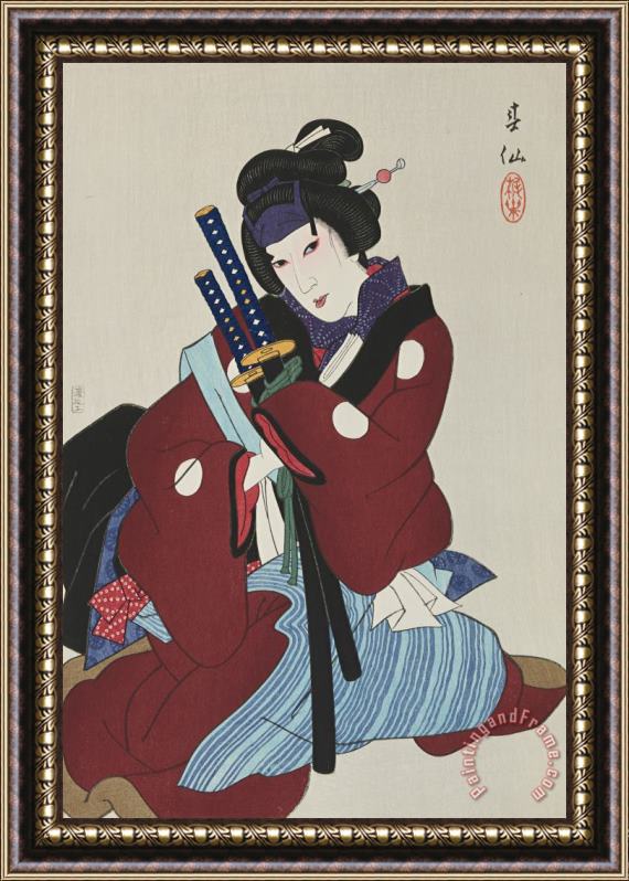 Natori Shunsen Onoye Yeizaburo As Okaru Framed Painting