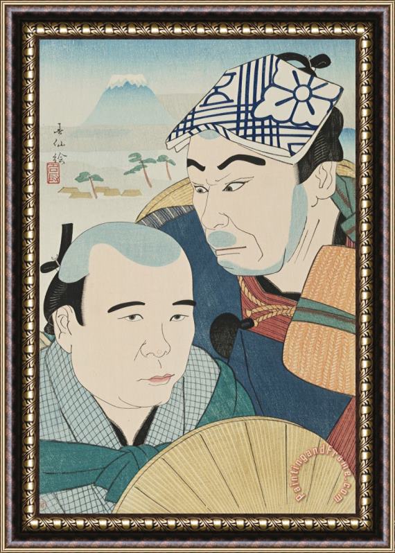 Natori Shunsen Soganoya Goro And Choroku in Hizakurige Framed Painting