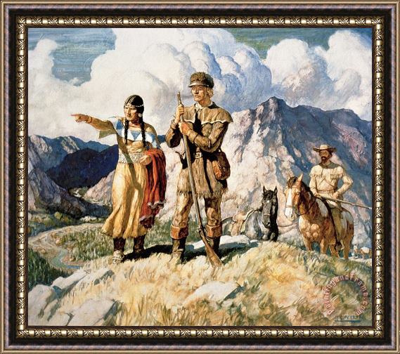 Newell Convers Wyeth Sacagawea with Lewis and Clark during their expedition of 1804-06 Framed Print