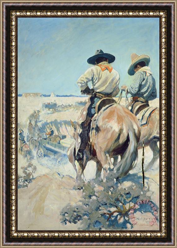 Newell Convers Wyeth Supply Wagons Framed Painting