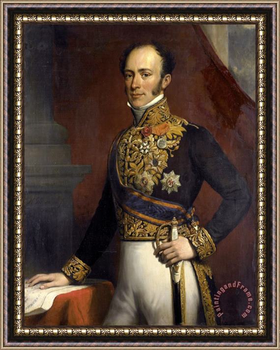 Nicolaas Pieneman Portrait of Jan Jacob Rochussen, Governor General of The Dutch East Indies Framed Painting