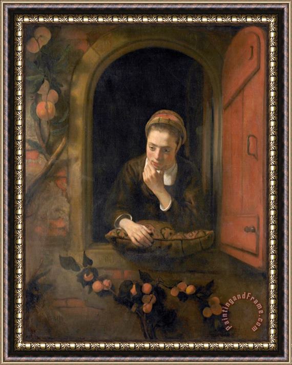 Nicolaes Maes Meisje Aan Het Venster, Bekend Als 'de Peinzende' Framed Print