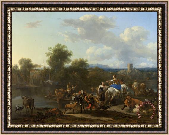 Nicolaes Pietersz Berchem The Cattle Ferry Framed Painting