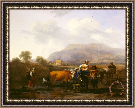 Nicolaes Pietersz Berchem Travelling Peasants (le Soir) Framed Painting