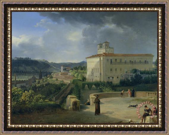 Nicolas Antoine Taunay View of the Villa Medici in Rome Framed Painting