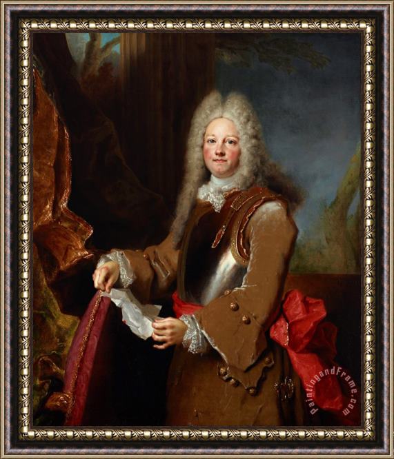 Nicolas de Largilliere Portrait of an Officer Framed Painting