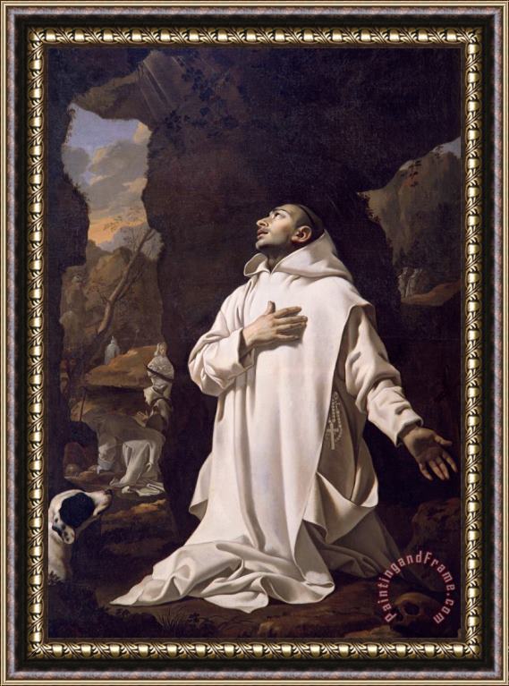 Nicolas Mignard St Bruno Praying In Desert Framed Print