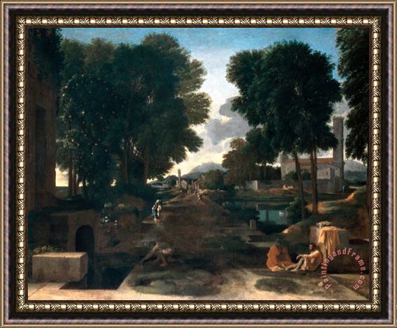 Nicolas Poussin A Roman Road Framed Painting