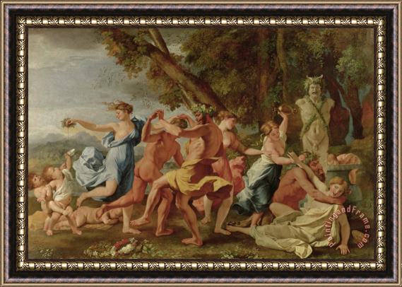 Nicolas Poussin Bacchanal before a Herm Framed Painting