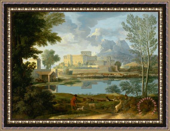 Nicolas Poussin Landscape with a Calm Framed Painting