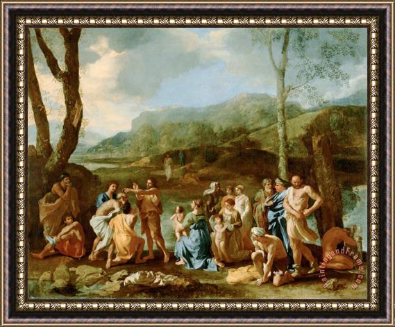 Nicolas Poussin Saint John Baptizing in The River Jordan Framed Print