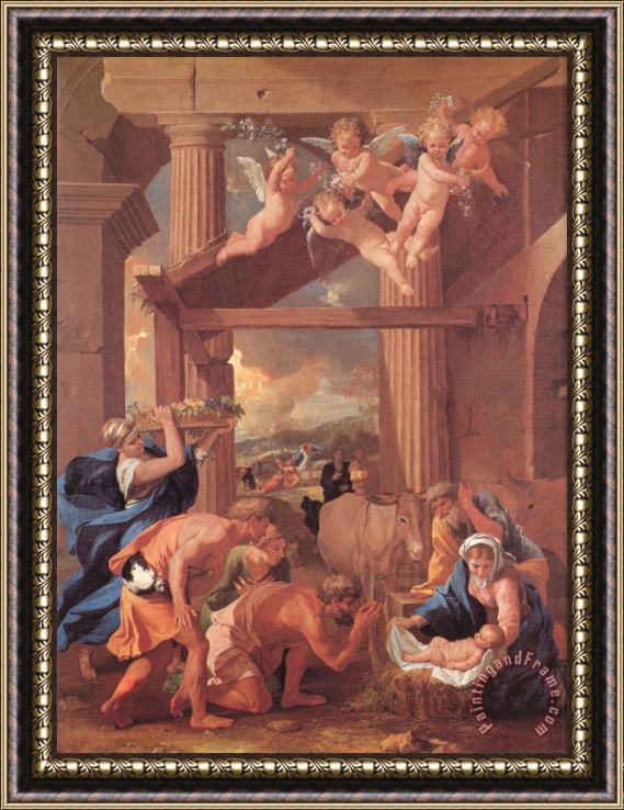 Nicolas Poussin The Adoration of The Shepherds Framed Painting