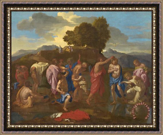 Nicolas Poussin The Baptism Of Christ Framed Painting
