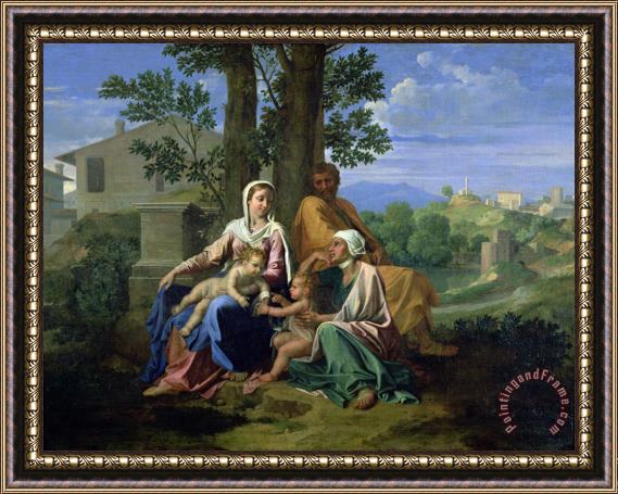 Nicolas Poussin The Holy Family with SS John Elizabeth and the Infant John the Baptist Framed Print