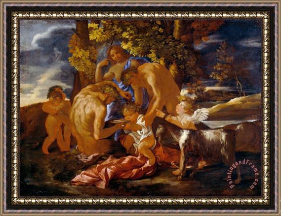 Nicolas Poussin The Nurture of Bacchus Framed Painting