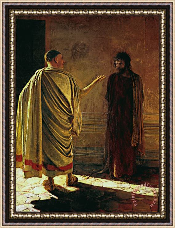 Nikolay Ge What is truth? Christ and Pilate Framed Print