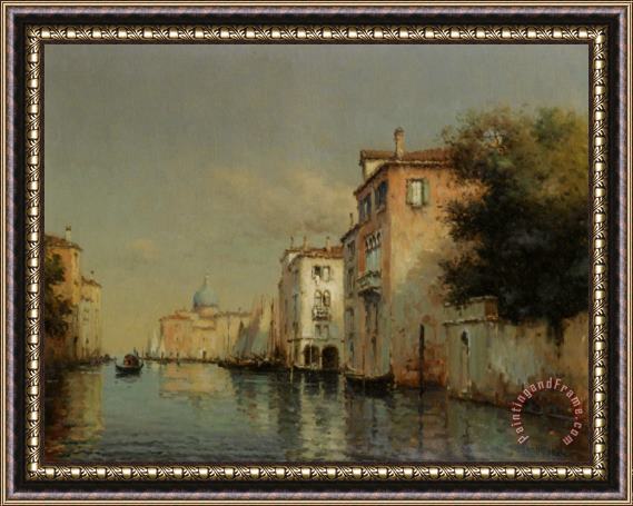Noel Bouvard A Gondola on a Venetian Canal Framed Print