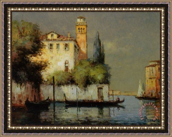 Noel Bouvard Venetian Palazzo with Santa Maria Della Salute in The Background Framed Painting