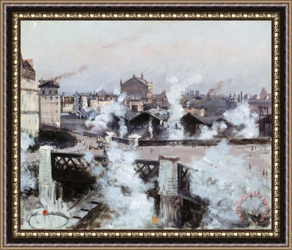 Norbert Goeneutte View of St. Lazare Railway Station, Paris Framed Print