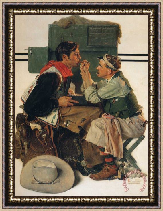 Norman Rockwell Gary Cooper As The Texan 1930 Framed Painting