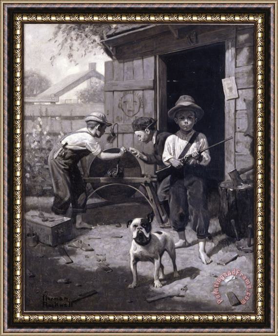 Norman Rockwell Slim Finnegan 1916 Framed Painting