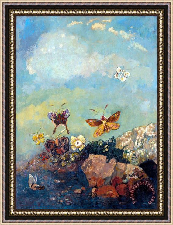 Odilon Redon Butterflies Framed Painting