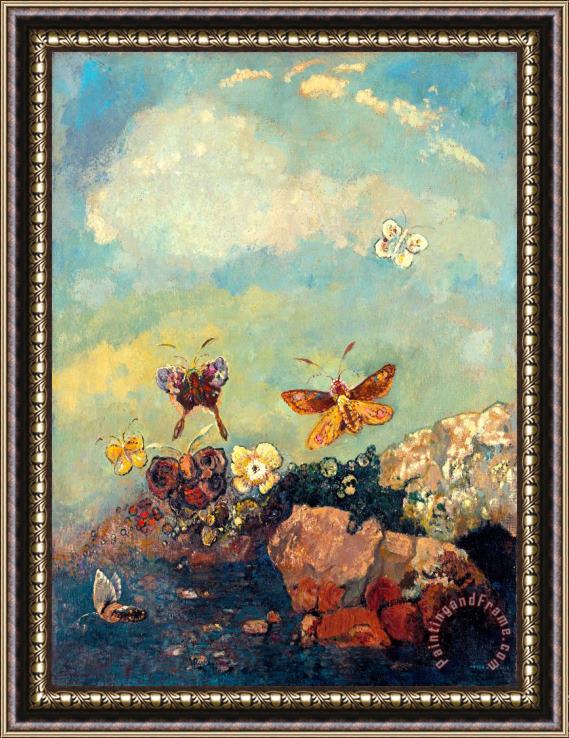 Odilon Redon Butterflies Framed Painting