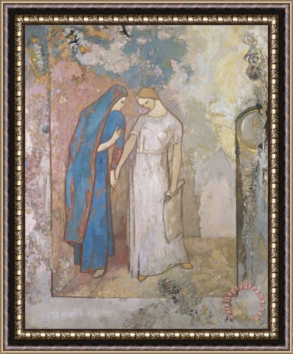 Odilon Redon Initiation to Study—two Young Ladies Framed Painting