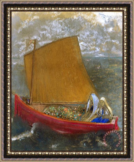 Odilon Redon La Voile Jaune (the Yellow Sail) Framed Painting