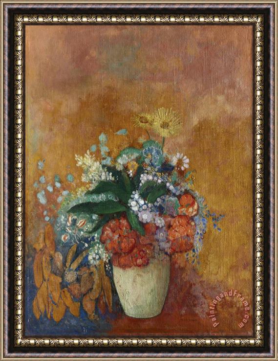 Odilon Redon Vase of Flowers Framed Painting