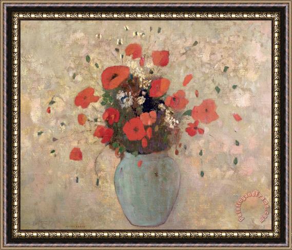 Odilon Redon Vase Of Poppies Framed Painting