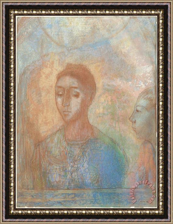 Odilon Redon Woman And Child (mujer Y Nino) Framed Painting