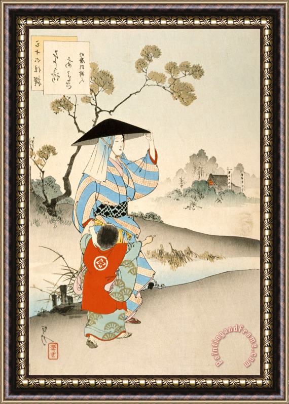 Ogata Gekko Woman And Child Framed Painting