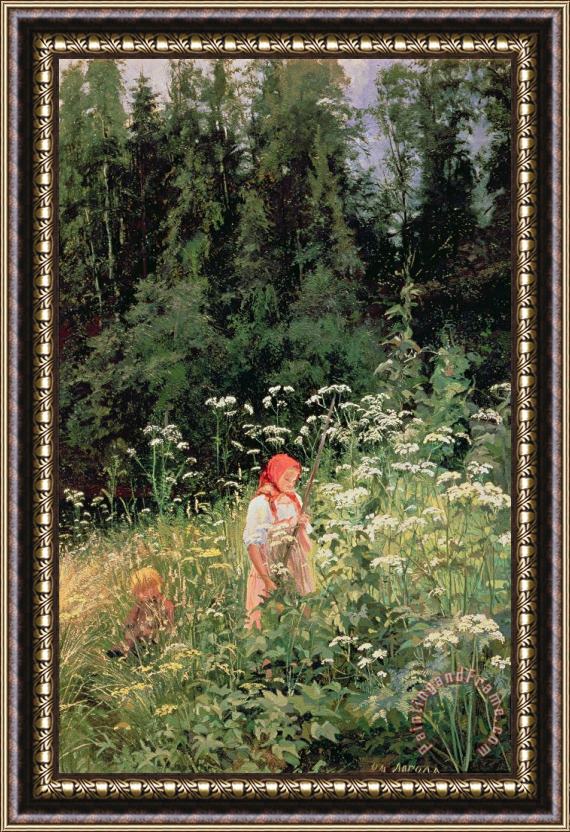Olga Antonova Lagoda Shishkina Girl among the wild flowers Framed Print