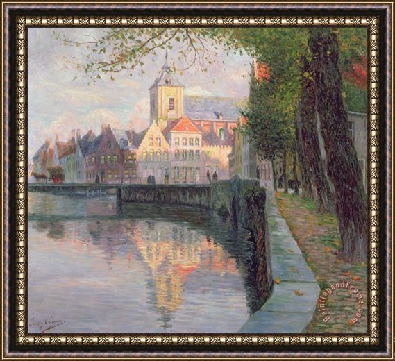 Omer Coppens Autumn in Bruges Framed Painting