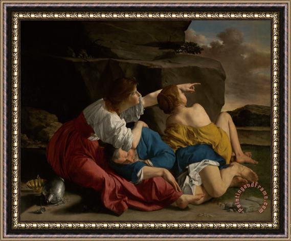 Orazio Gentileschi Lot And His Daughters Framed Painting