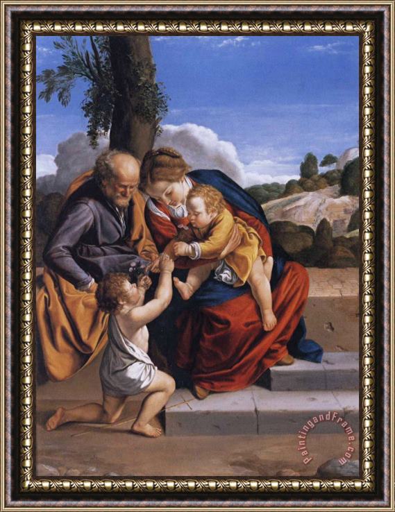 Orazio Gentleschi Holy Family with The Infant Saint John The Baptist Framed Painting