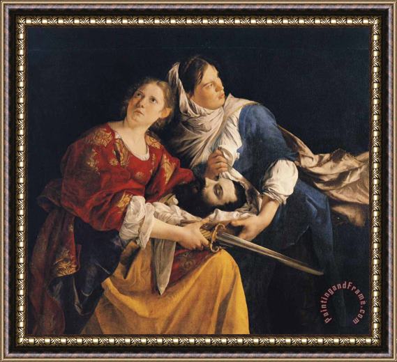 Orazio Gentleschi Judith And Her Maidservant with The Head of Holofernes Framed Painting