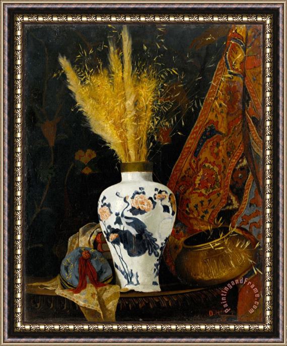 Osman Hamdi Bey Beyaz Vazoda Cicekler , Flowers in a White Vase Framed Print