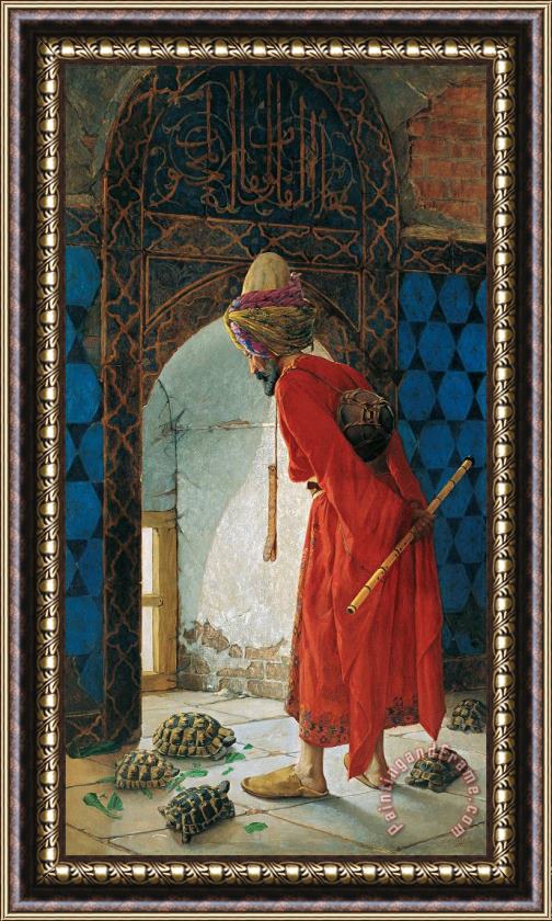 Osman Hamdi Bey The Tortoise Trainer Framed Painting