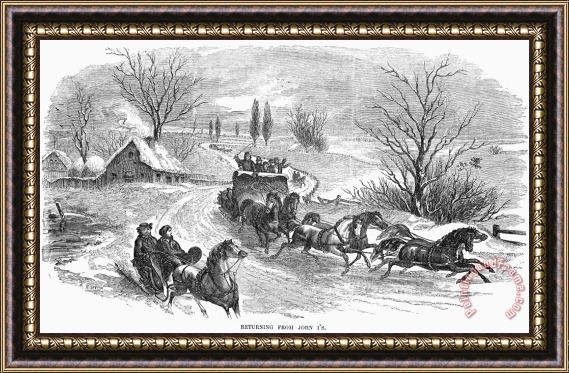 Others America: Sleighing, 1855 Framed Painting