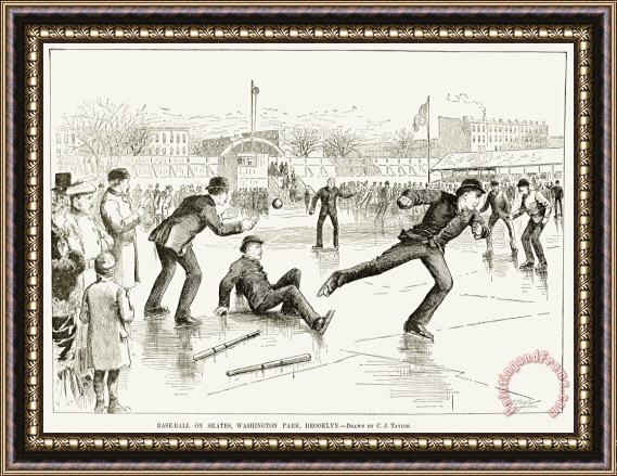 Others Baseball On Ice, 1884 Framed Painting