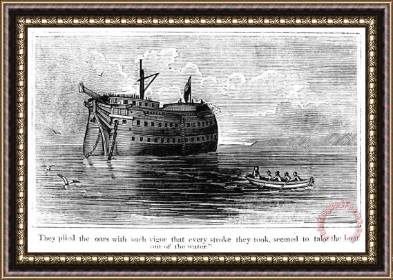 Others BRITISH PRISON SHIP, 1770s Framed Painting