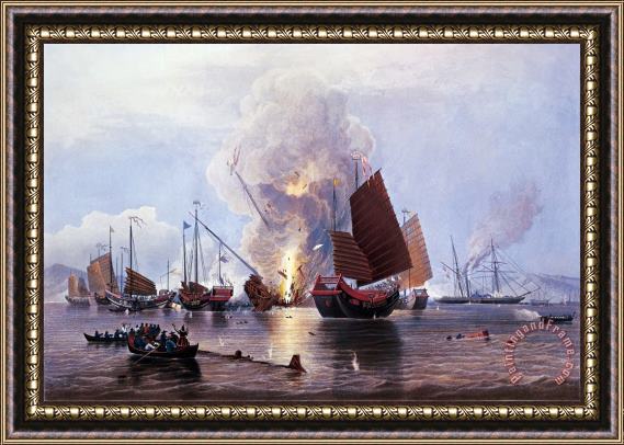 Others British Ships Destroying An Enemy Fleet In Canton Framed Painting